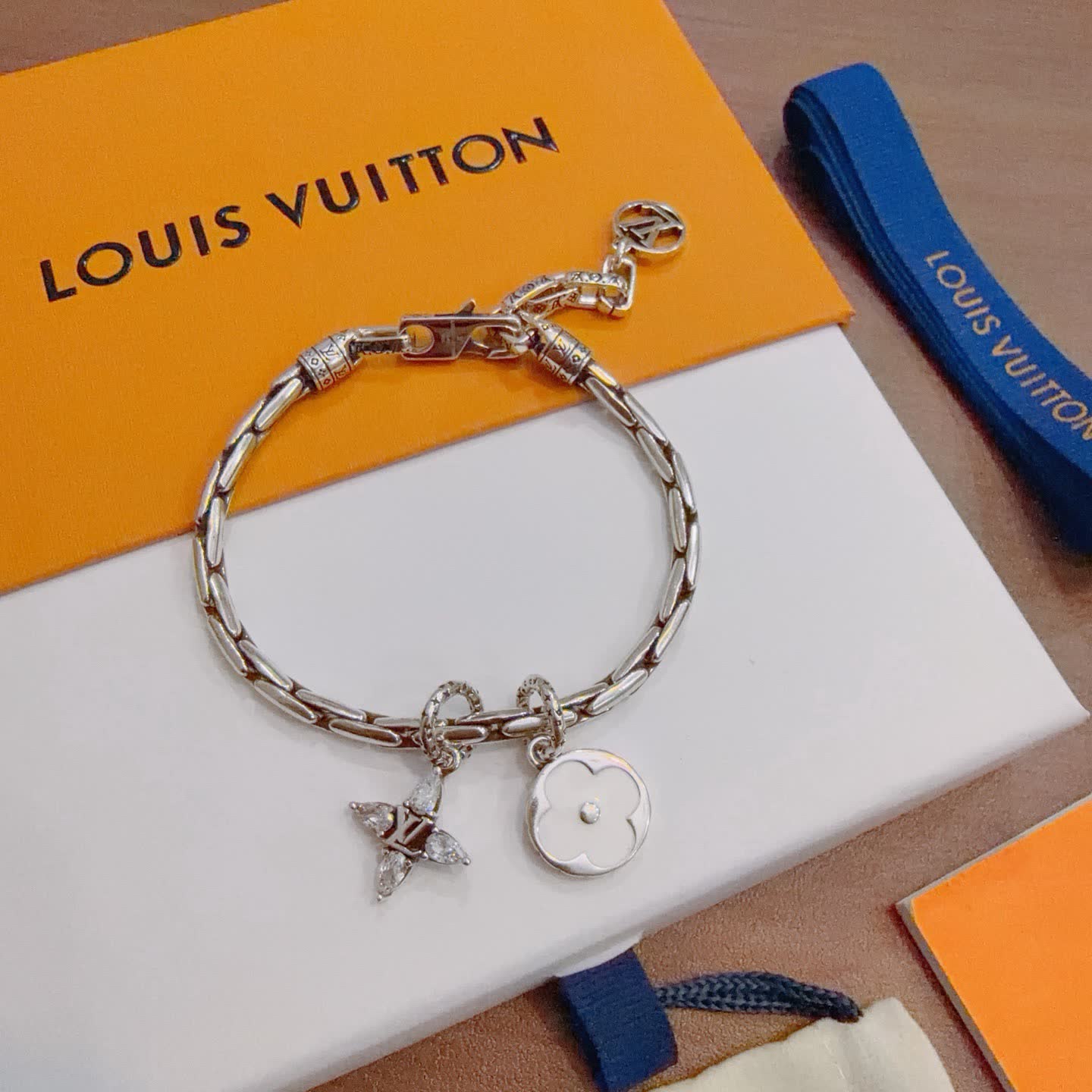Louis Vuitton Silver Bracelet with Charms